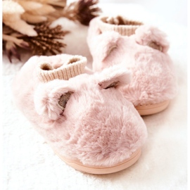 Pantuflas Calientes Con Canalé Rosa Claro Dessi beige 2
