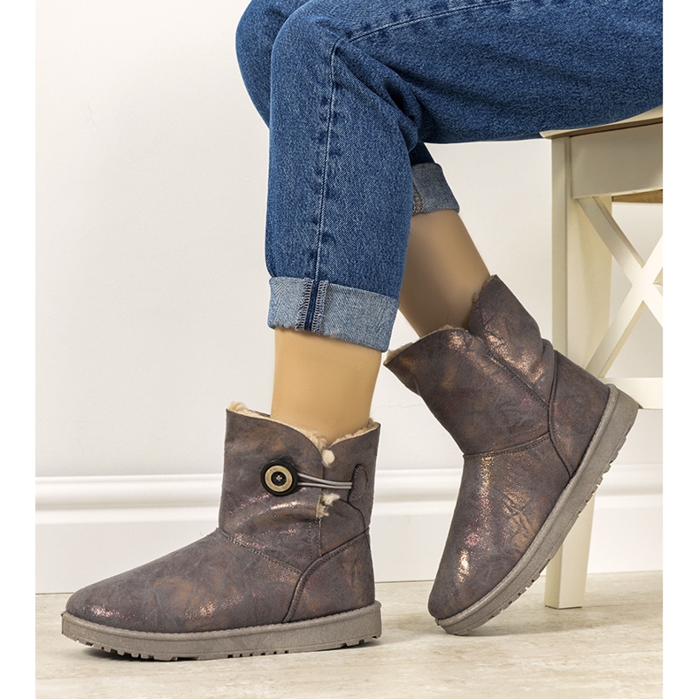 Botas de nieve grises y doradas para mujer de Kanga dorado 1