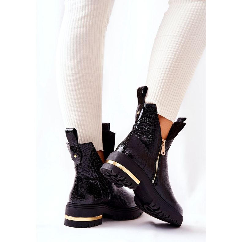 PA2 Botas Negras Con Un Estampado De Cocodrilo Recortado Crolisia Negra negro 1 PA2 Botas Negras Con Un Estampado De Cocodrilo Recortado Crolisia Negra negro 1
