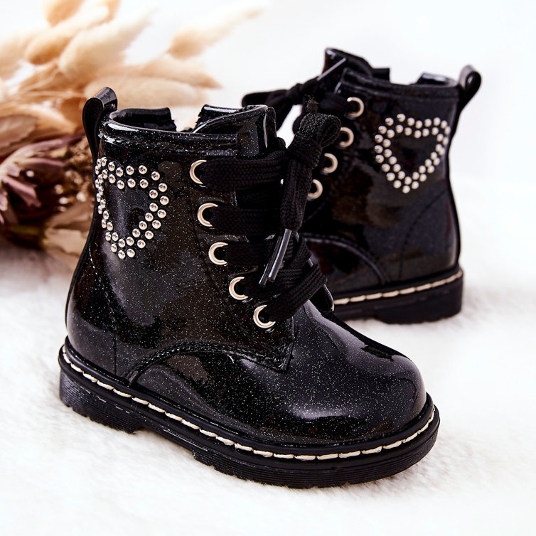 WT1 Patucos Infantiles Lacados Negro Brillante 2