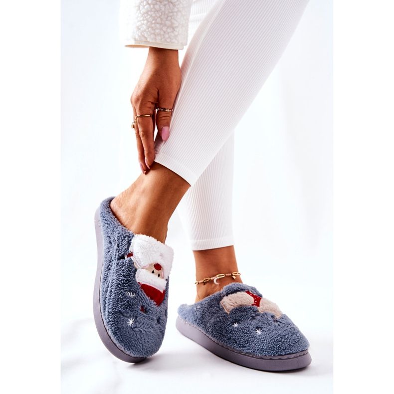 WJ1 Zapatillas navideñas Papá Noel y reno gris 2