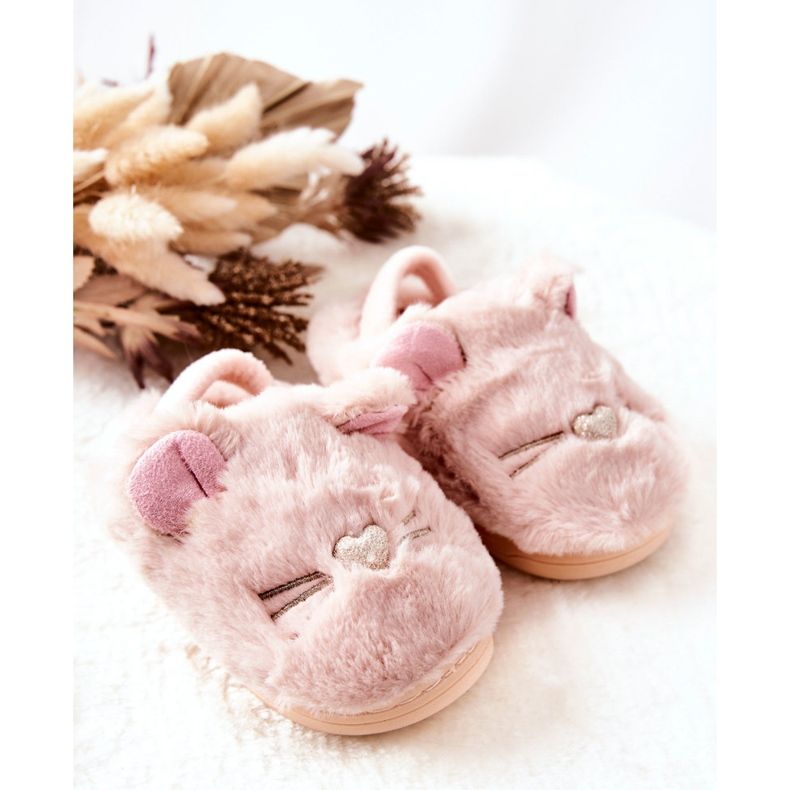 WJ1 Pantuflas Infantiles Gatitos Con Orejas Rosa Claro Tammy 1