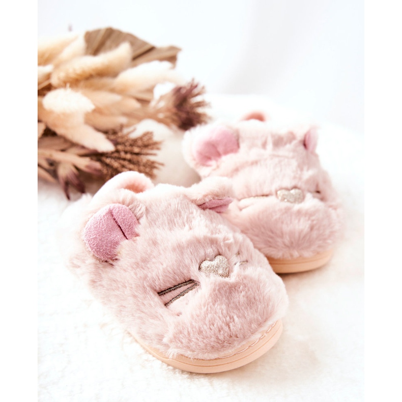 WJ1 Pantuflas Infantiles Gatitos Con Orejas Rosa Claro Tammy 2