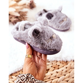 WJ1 Pantuflas Infantiles Gatos Con Orejas Tammy Gris 3