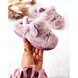WJ1 Pantuflas Infantiles Gatitos Con Orejas Violeta Tammy 1