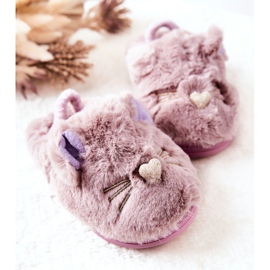 WJ1 Pantuflas Infantiles Gatitos Con Orejas Violeta Tammy 2