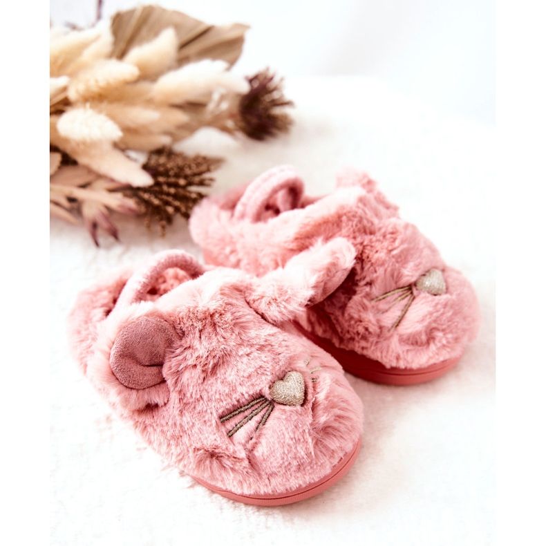 WJ1 Pantuflas Infantiles Gatitos Con Orejas Tammy Rosadas 1