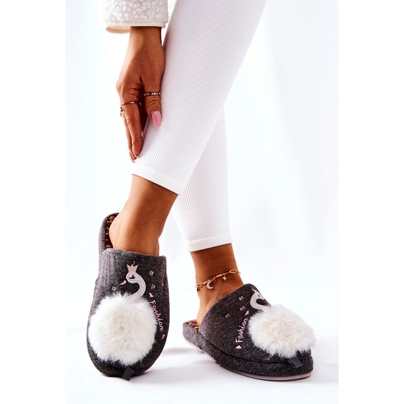 Zapatillas calentitas Cisne de Grey Rey gris 2