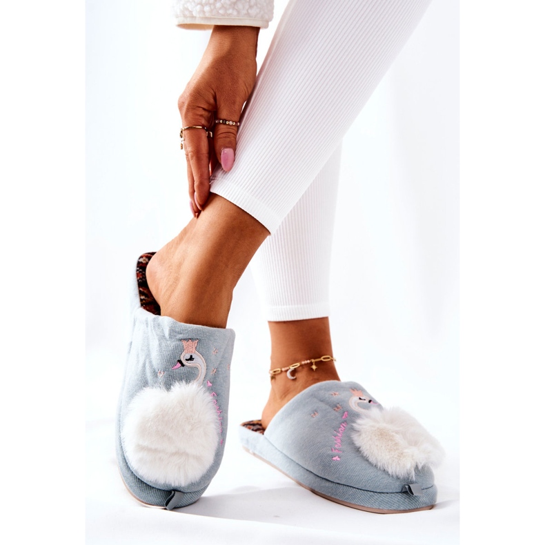 Zapatillas calentitas cisne de Blue Rey azul 1