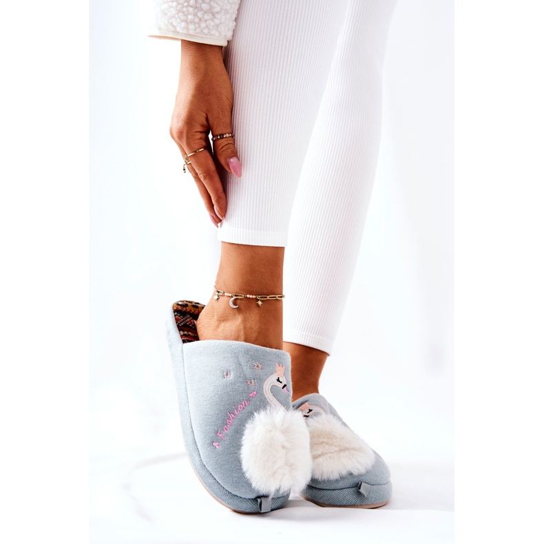 Zapatillas calentitas cisne de Blue Rey azul 2