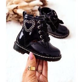 WT1 Botas Infantiles Lacadas Azul Marino Brillo 3