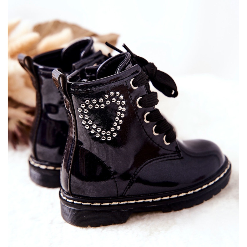 WT1 Botas Infantiles Lacadas Azul Marino Brillo 1