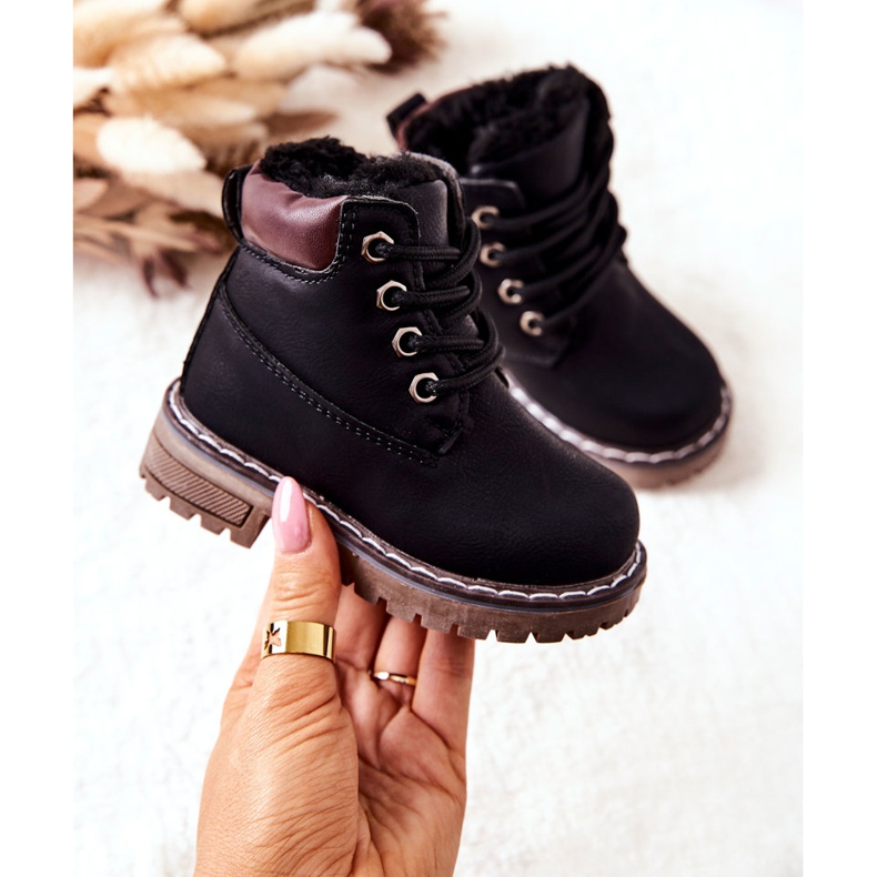 WT1 Botas Trappers Negras Aisladas Para Niños Black Royals negro 1