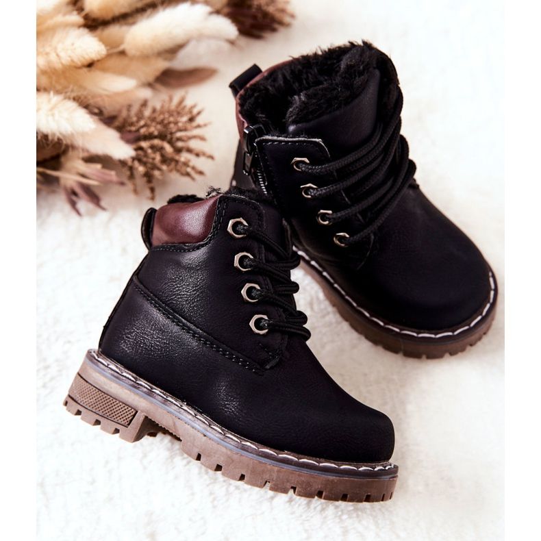 WT1 Botas Trappers Negras Aisladas Para Niños Black Royals negro 2