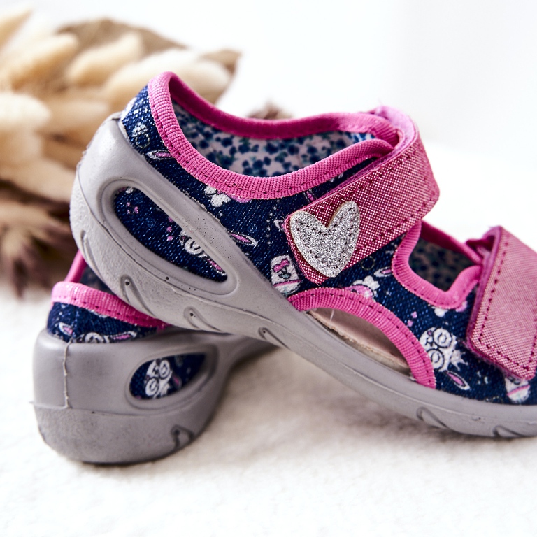 BEFADO S.A. Sandalias Befado Con Velcro 065X151 Azul Marino-Rosa rosado 1