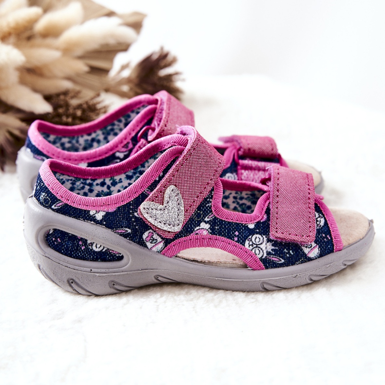 BEFADO S.A. Sandalias Befado Con Velcro 065X151 Azul Marino-Rosa rosado 2