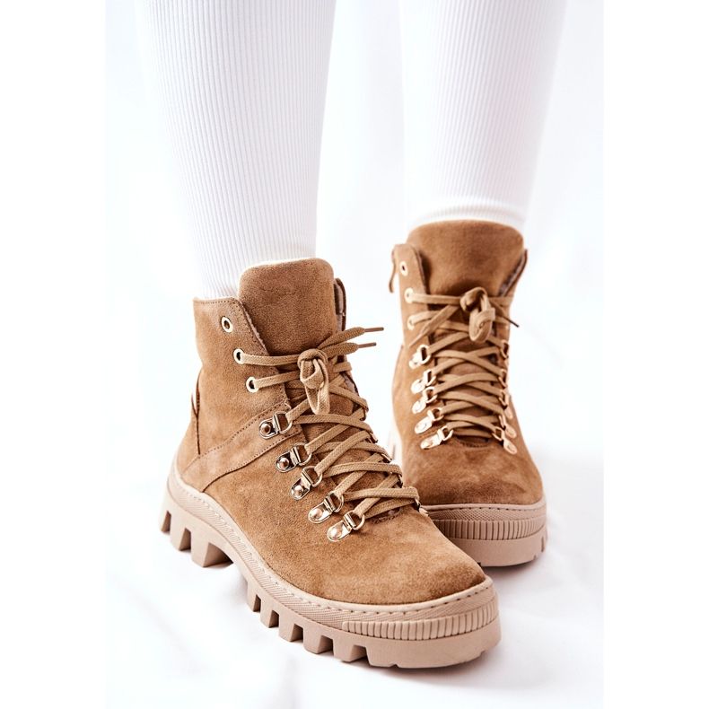 PF1 Botas de ante abrigadas Tormenta de arena beige marrón 1