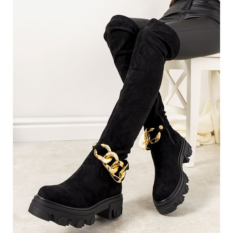 Botas negras sobre suela gruesa Alines negro 1