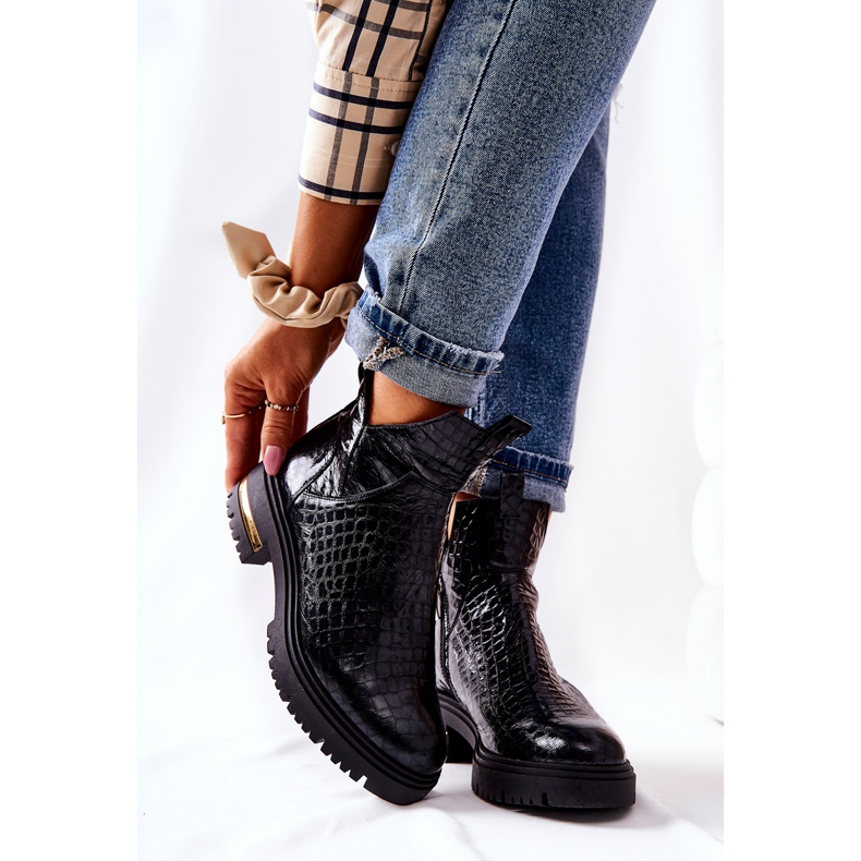 PA2 Botas de cuero Warm Crocodile Black Tanya negro 2