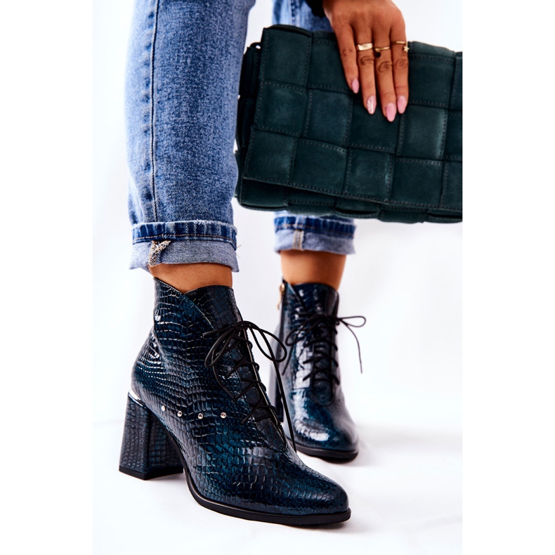 PA2 Botas De Mujer De Piel Con Tacón Verde Neliko 2