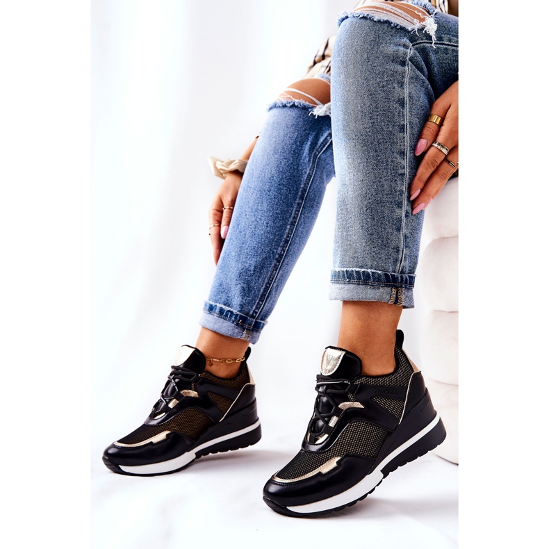 Vinceza Zapatillas Deportivas Mujer Sneakers Negro-Dorado Colli 1