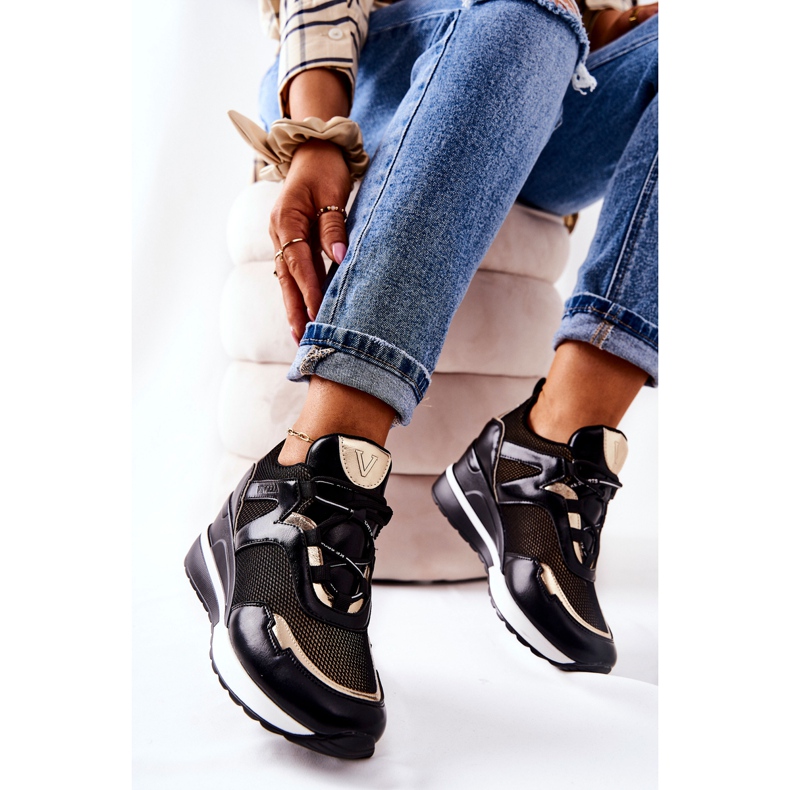 Vinceza Zapatillas Deportivas Mujer Sneakers Negro-Dorado Colli 2