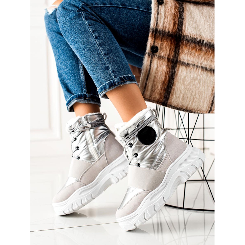 TRENDI Botas de nieve casuales plata gris 1