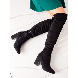 Super Me Botas clásicas de tacón alto negro 1