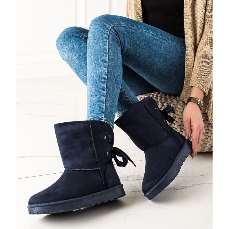 TRENDI Mukluki con un arco azul marino 1 TRENDI Mukluki con un arco azul marino 1