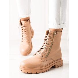 Marquiz Botas con Cremallera Dorada Decorativa beige 3