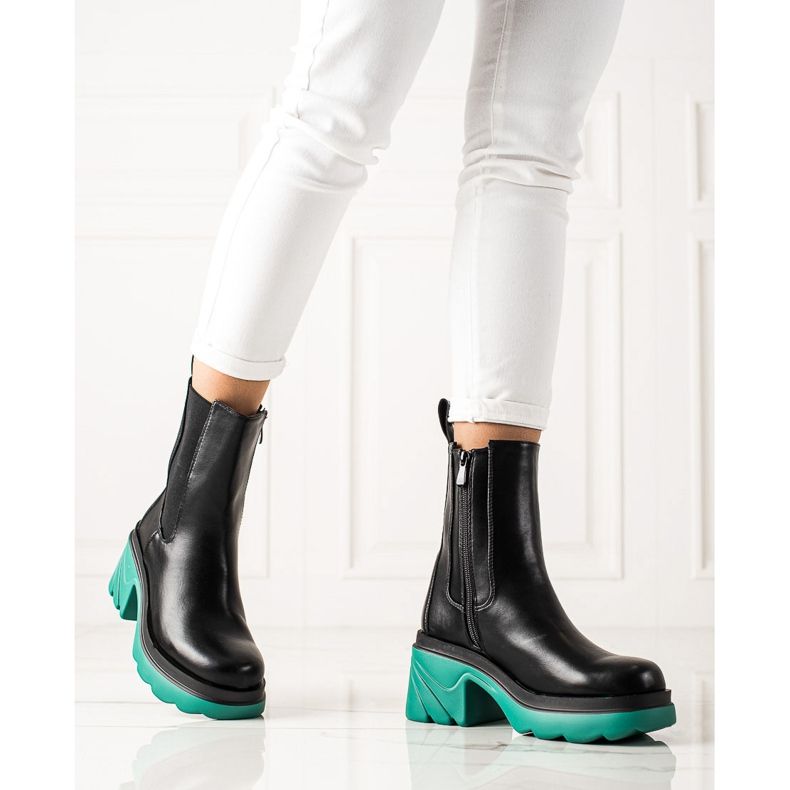 Seastar Botas con plataforma colorida negro verde 1 Seastar Botas con plataforma colorida negro verde 1