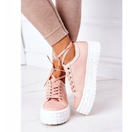 Zapatillas de zapatillas rosas para mujeres en la plataforma rosado 5