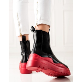 TRENDI Botines Chelsea en la plataforma de moda negro rojo 1