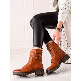 Super Mode Botas camel con cordones marrón 1