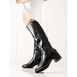 Laura Mode Botas De Piel Ecológica Con Cremallera Decorativa negro 2
