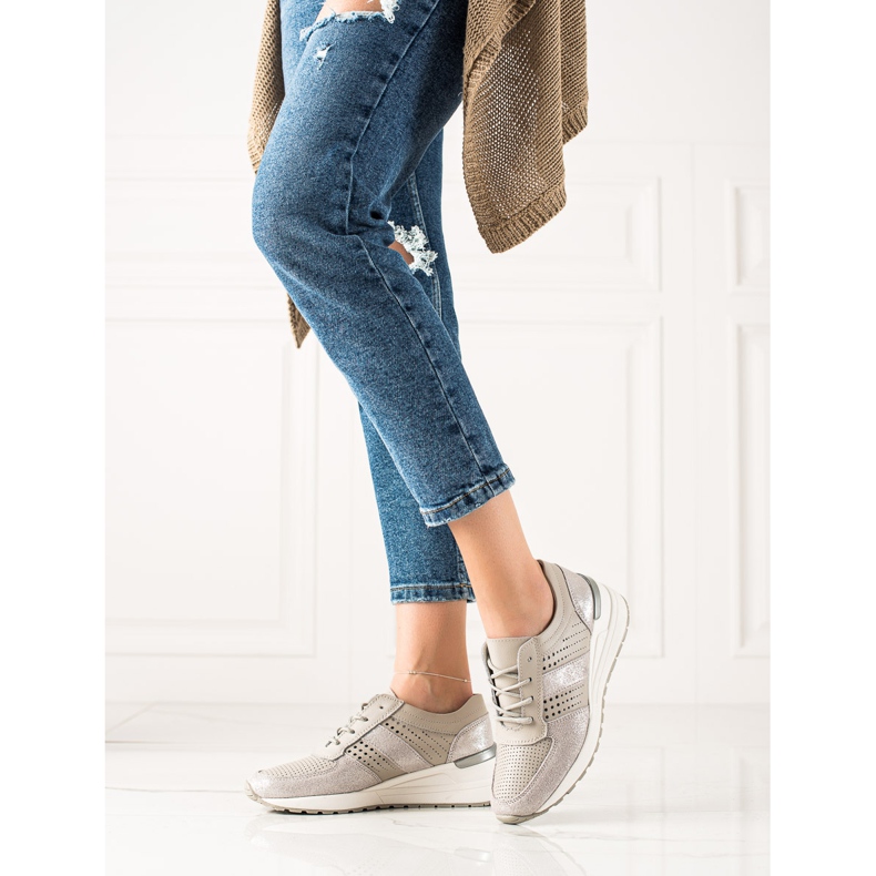 Evento Zapatillas de cuero plateadas beige plata 1