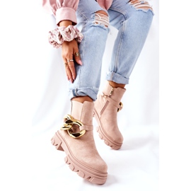 S.Barski Botas beige chelsea aisladas de mujeres con un adorno 5