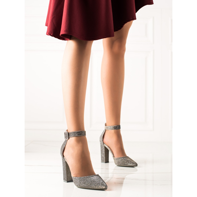 Seastar Zapatos de tacón plateados con purpurina beige plata 1