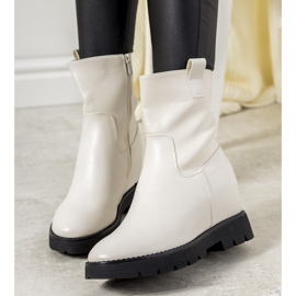 Botas de mujer blancas en el tacón de cuña New Goldies blanco 1