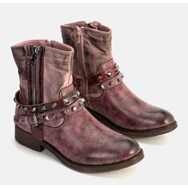 Botines rojos con tachuelas Elffie burdeos marrón 1 Botines rojos con tachuelas Elffie burdeos marrón 1