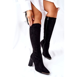 PS1 Botas Calientes Mujer Punta Dorada Negro Puentos 3