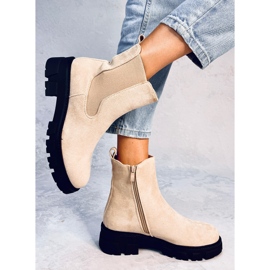 Botines Chelsea de ante beige Hege 6