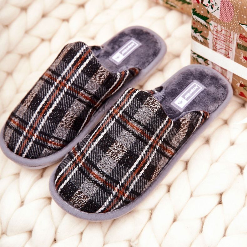 WJ1 Zapatillas de hombre a cuadros grises cálidos Whisper marrón 2