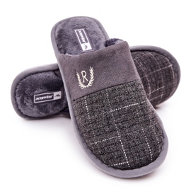 WJ1 Pantuflas de cuadros grises cálidos Blase 6
