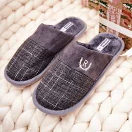 WJ1 Pantuflas de cuadros grises cálidos Blase 1