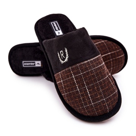 WJ1 Pantuflas Cálidas Cuadros Marrones Blase marrón 5
