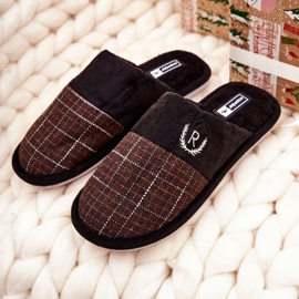 WJ1 Pantuflas Cálidas Cuadros Marrones Blase marrón 3