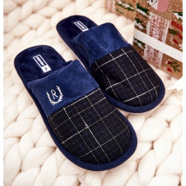 WJ1 Pantuflas Cálidas Cuadros Azul Marino Blase 2