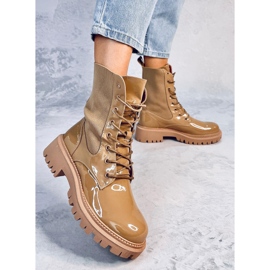 Botas militares con parte superior de calcetín Sanna Khaki beige 4