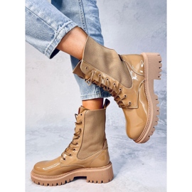 Botas militares con parte superior de calcetín Sanna Khaki beige 3